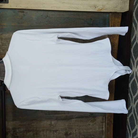 NWT Bar lll White Collared Long Sleeve Ribbed Bodysuit - XL - Picture 5 of 6